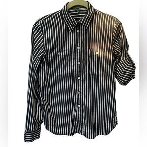 Lauren Jeans Co Ralph Lauren Striped Collared Shirt Roll Tab Sleeves size x/sp